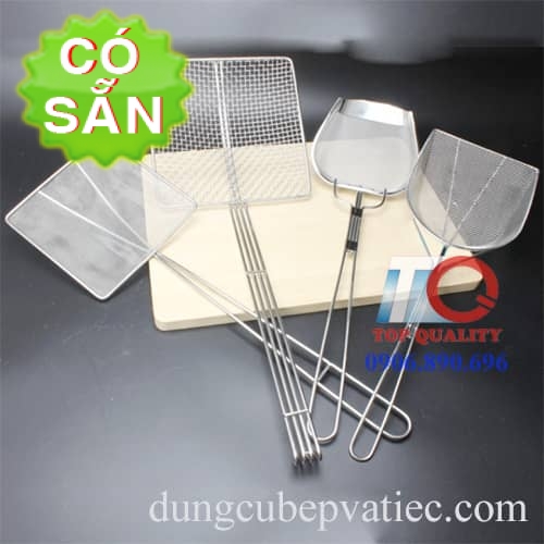 Vợt inox cán dài lỗ lớn và lỗ nhỏ mịn- 4 mẫu; vợt vuông vợt bầu, vợt ...