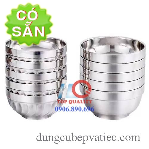 Chén inox 2 lớp cách nhiệt chống nóng cao cấp; 11.5-14-16-18-20 ; 2 mẫu ...