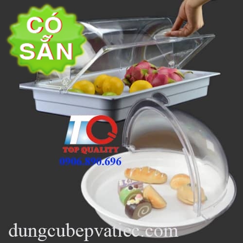 Khay sứ tròn-chữ nhật có nắp vòm đựng thức ăn buffet-đựng bánh ngọt-đựng trái cây