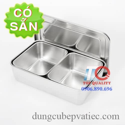 Hộp inox đựng gia vị 2 ngăn cao cấp