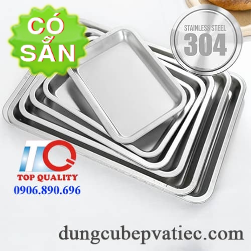 Khay mâm chữ nhật inox 304 - nông 2.5cm và sâu 4.8cm- 40x30cm - 45x35cm ...