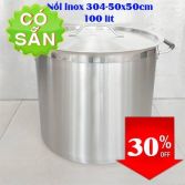 Nồi inox 304 bếp từ công nghiệp 50x50cm 100 lít giá rẻ