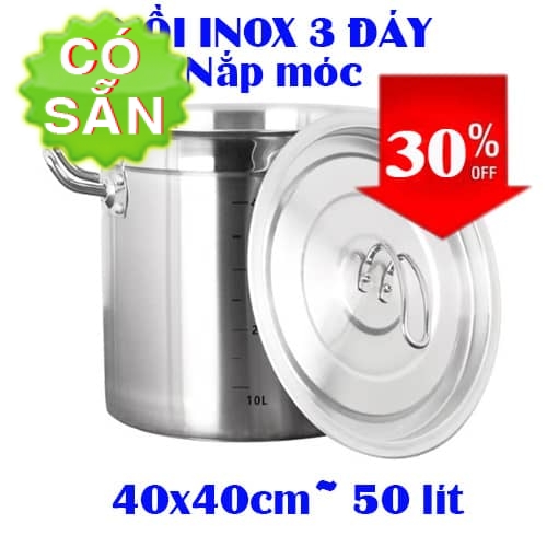 Nồi inox bếp từ 50 lít D40cmx cao 40cm giá rẻ