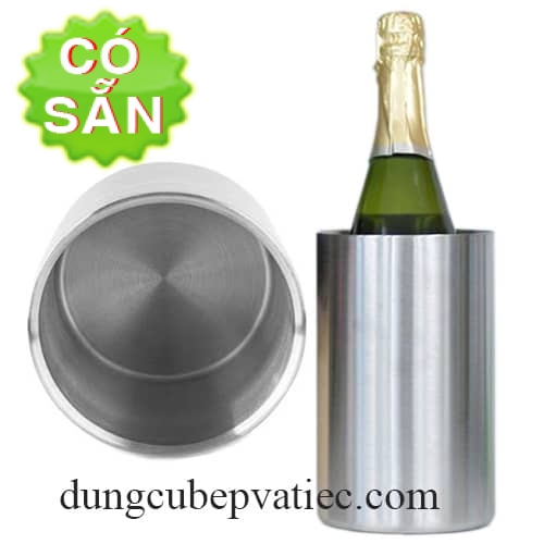 Xô inox 2 lớp hình ống thẳng đựng đá ướp rượu vang