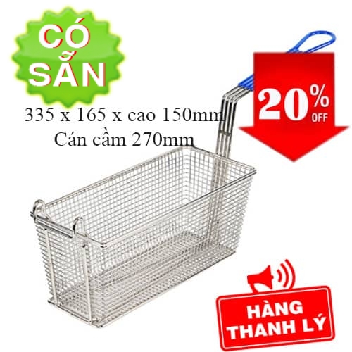 Thanh lý rổ giỏ inox dùng cho máy chiên nhúng công nghiệp