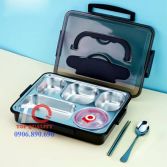 Khay đựng cơm cách nhiệt có nắp 5 ngăn inox 304