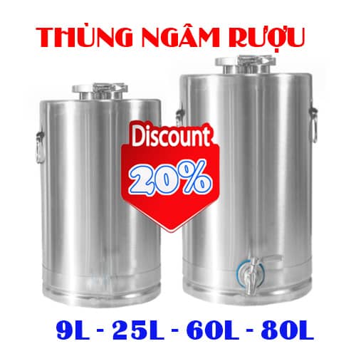 Thùng rượu cao cấp inox 304 nắp khóa kín tuyệt đối