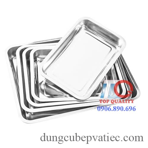 Khay mâm inox chữ nhật sâu + cạn nhiều size