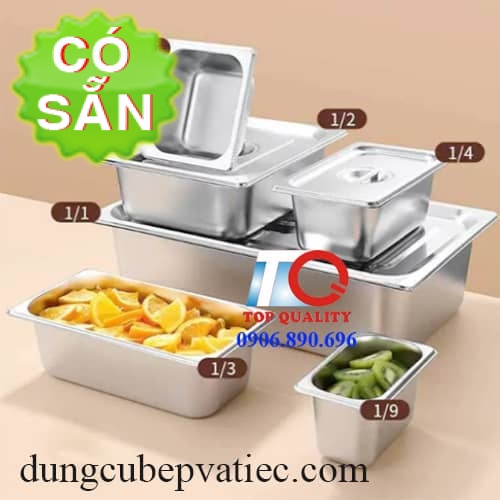 Khay inox GN 2/1, 2/3, 1/1, 1/2, 1/3, 1/4, 1/6, 1/9 đủ 39 size