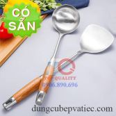Vá sạn inox 304 dài 40cm cán gỗ cao cấp