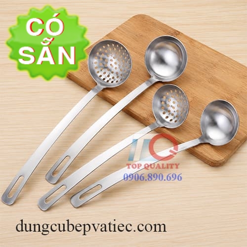 Bộ vá lẩu và vá lỗ inox cán dài- Bộ vá múc lẩu nhà hàng