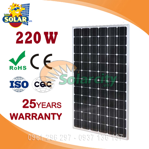 Pin Năng Lượng Mặt Trời Mono Solarcity 220W Điện Áp Thấp