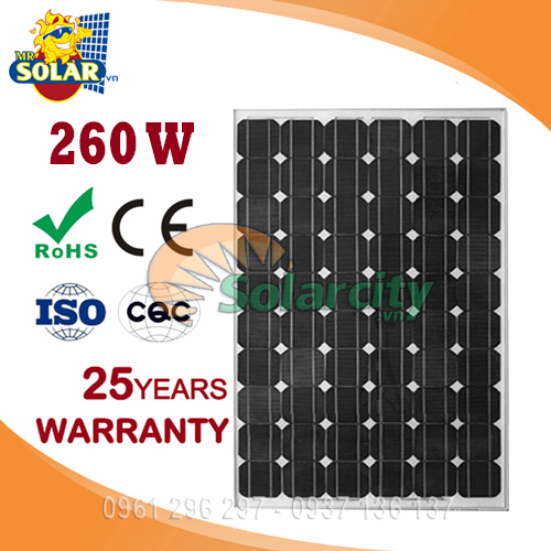 Pin Năng Lượng Mặt Trời Mono Solarcity 260W Điện Áp Thấp