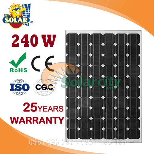 Pin Năng Lượng Mặt Trời Mono Solarcity 240W Điện Áp Thấp