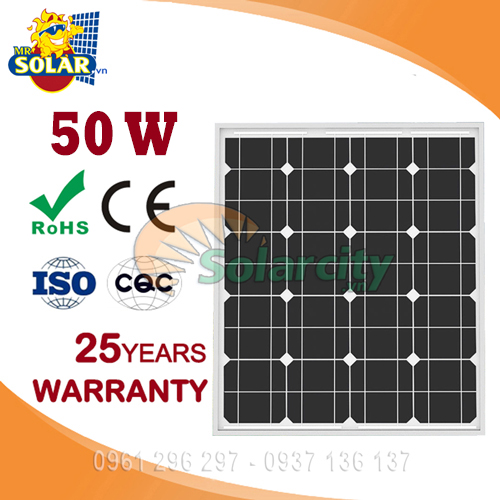 Tấm Thu Năng Lượng Mặt Trời Mono Solarcity 50w