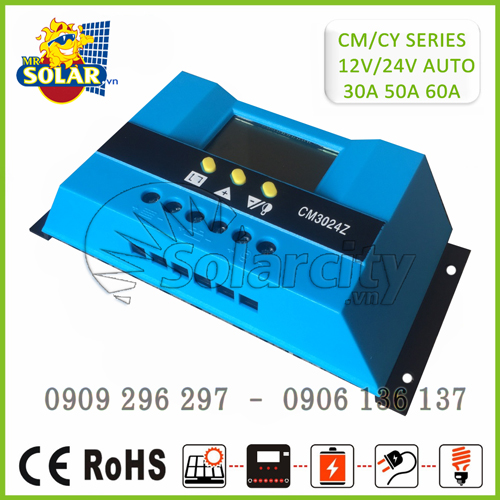 Bộ Điều Khiển Sạc Năng Lượng Mặt Trời PWM 30A/12-24V CM3024Z