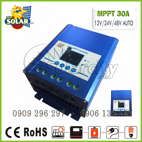 Điều Khiển Sạc Năng Lượng Mặt trời MPPT 30A-12v/24v/48v