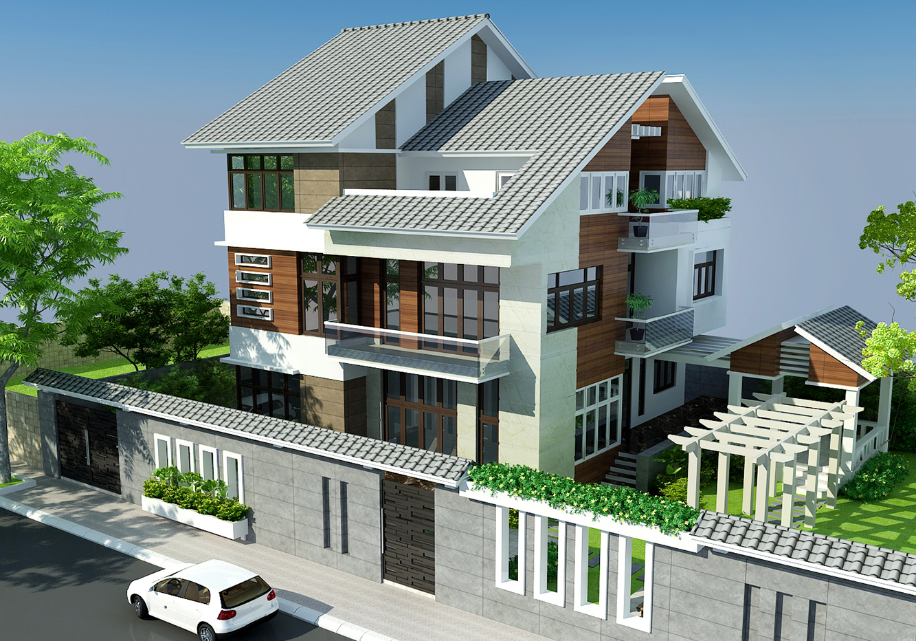 Mẫu Nhà Phố Đẹp Hiện Đại Mặt Tiền 5M