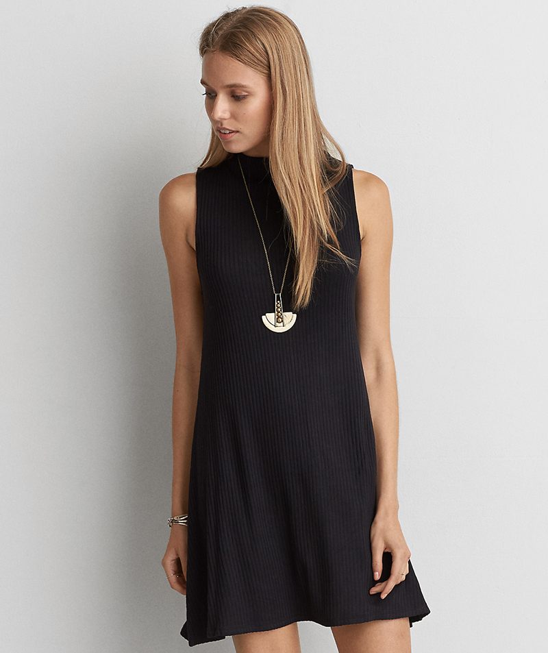 SEXY RIBBED MOCK NECK DRESS