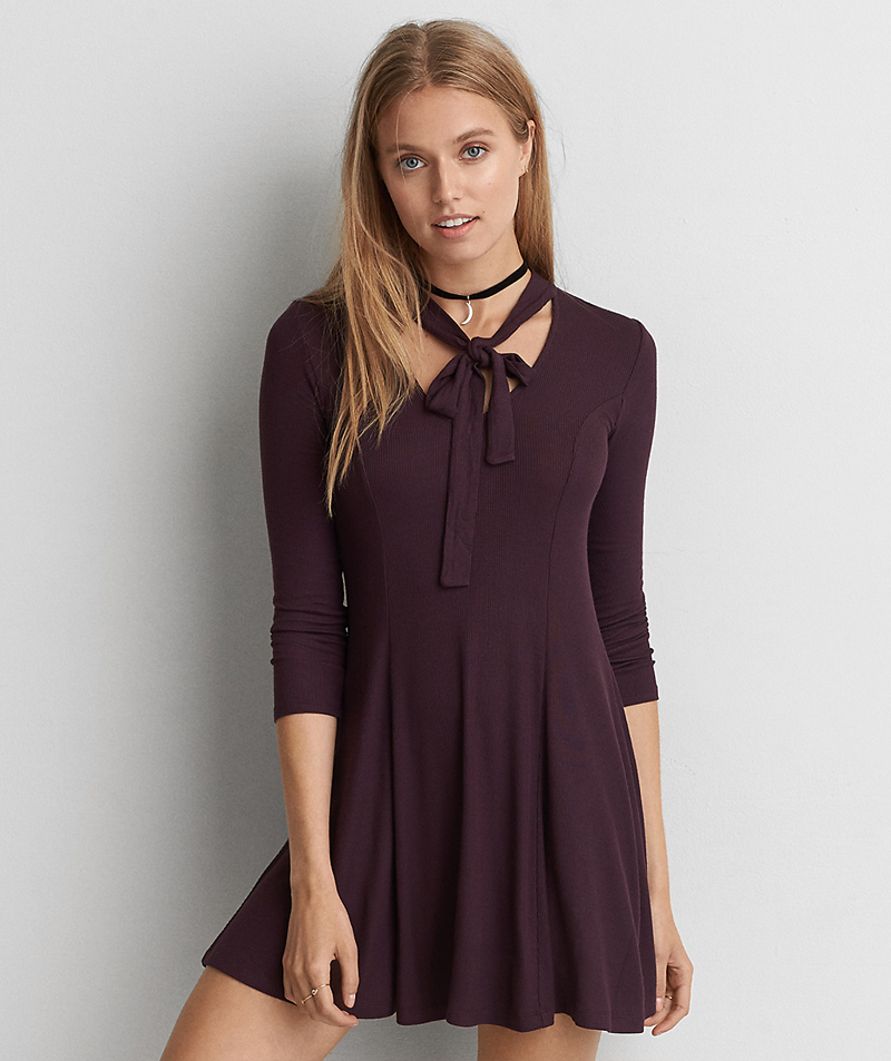 AEO RIBBED MOCK NECK DRESS