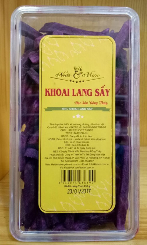 Khoai lang tím sấy đặc sản Đồng Tháp hộp chữ nhật