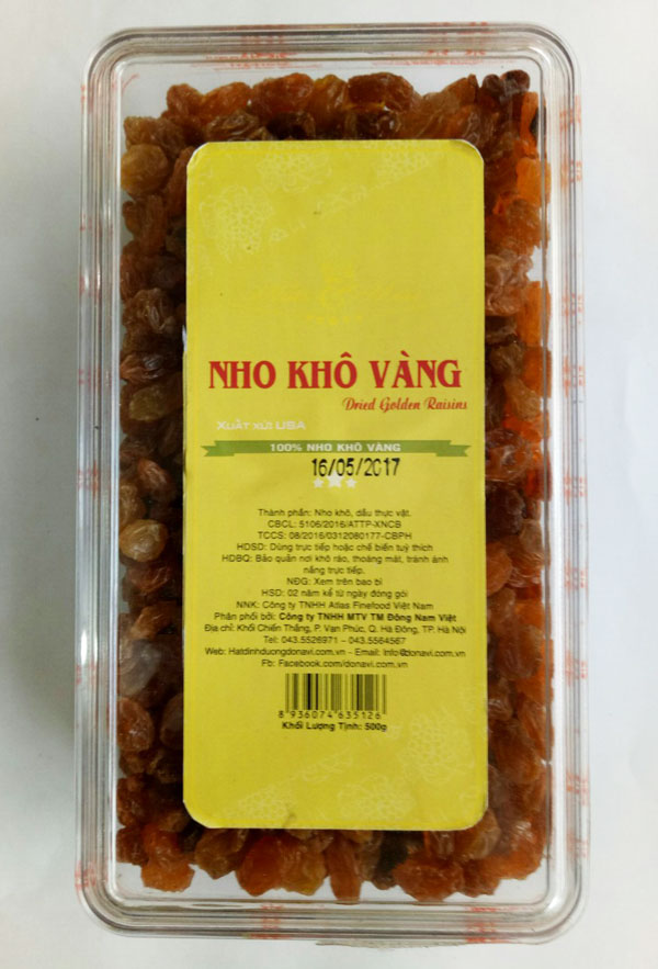 Nho khô vàng Mỹ đặc biệt hộp chữ nhật