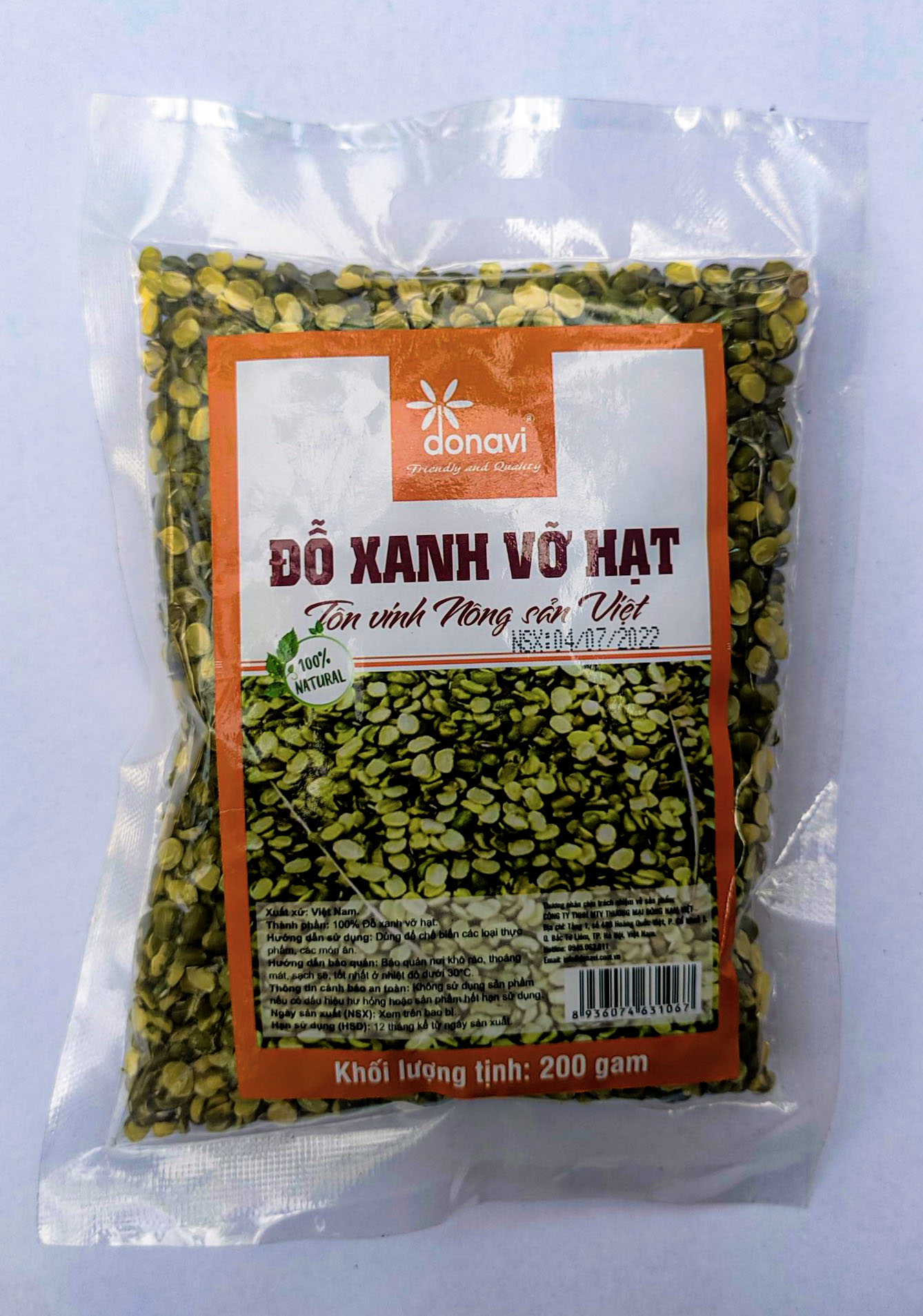 Đỗ xanh vỡ hạt 200g