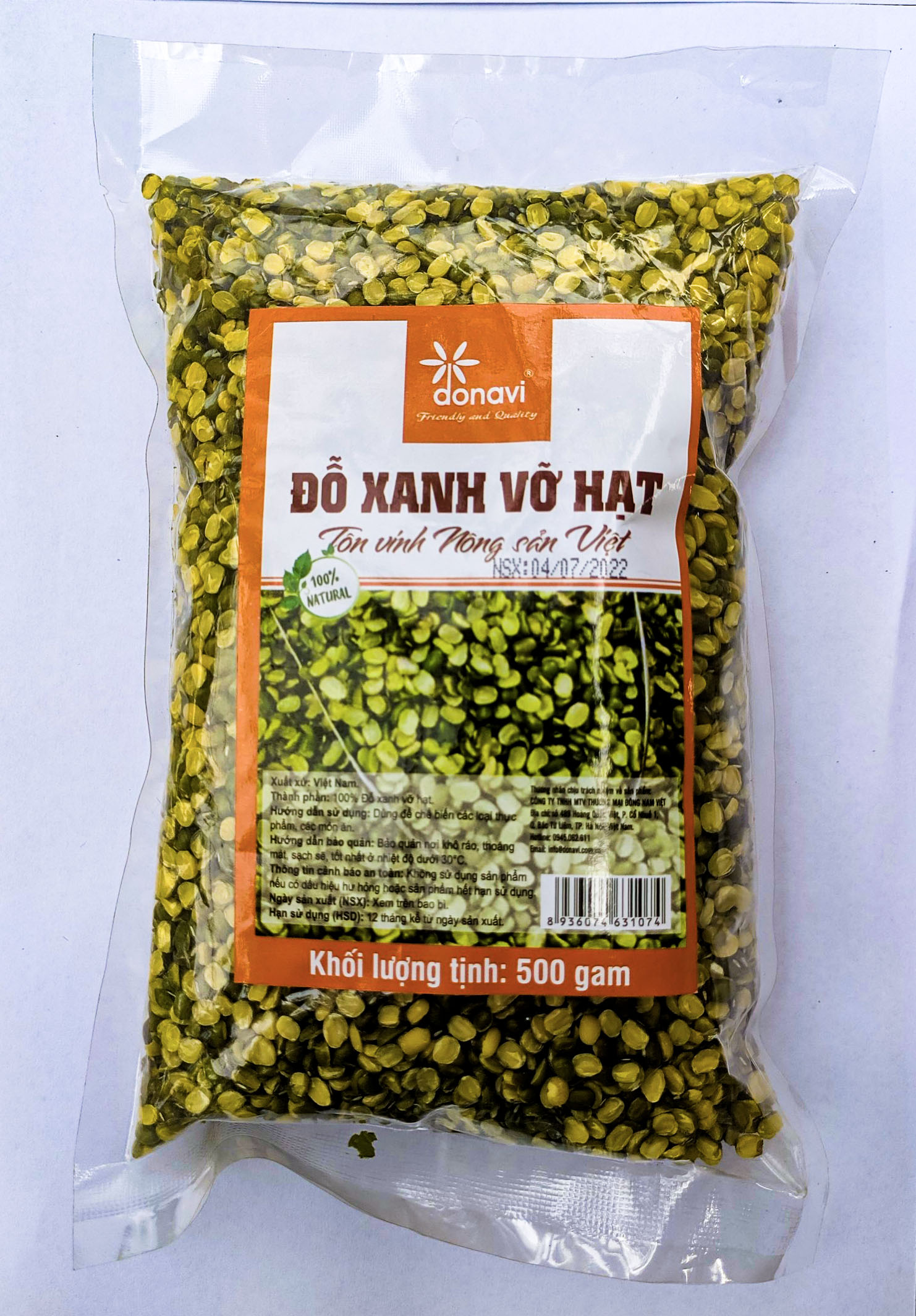 Đỗ xanh vỡ hạt 500g