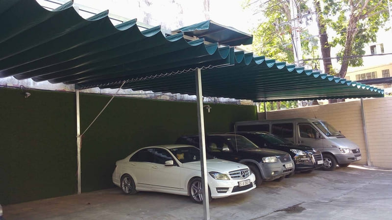 Mái bạt xếp di động che bãi xe