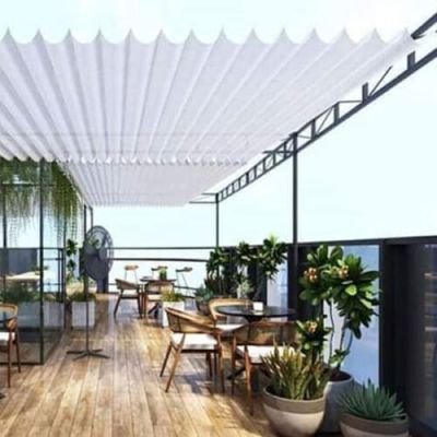 Bạt Xếp Lượn Sóng Che Nắng Quán Cafe