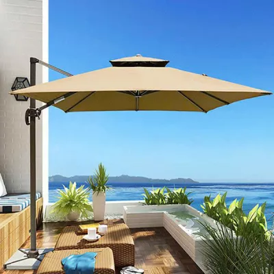 Dù hòa phát lệch tâm hệ nâng hạ màu xanh