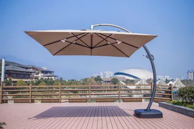 Dù hòa phát lệch tâm vuông 3m hợp kim nhôm xoay 360 màu đỏ