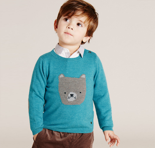 Boys Cashmere Blend Bear Knit Jumper (3 Months - 5 Years)