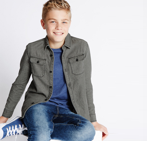 Pure Cotton Long Sleeve Shirt (5-14 Years)