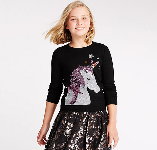 Long Sleeve Unicorn Sequin Jumper (5-14 Years)