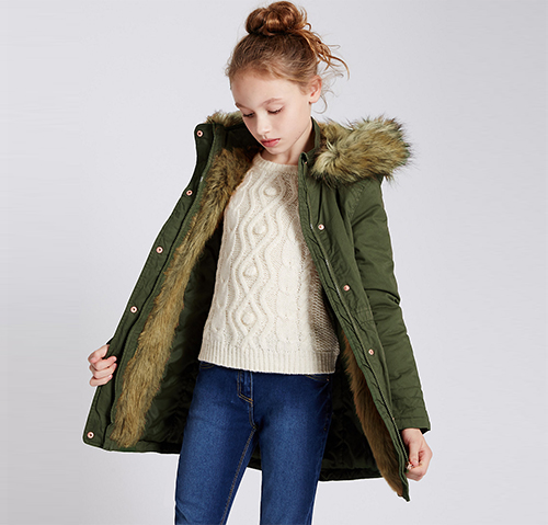 Pure Cotton Parka Long Coat (5-14 Years)