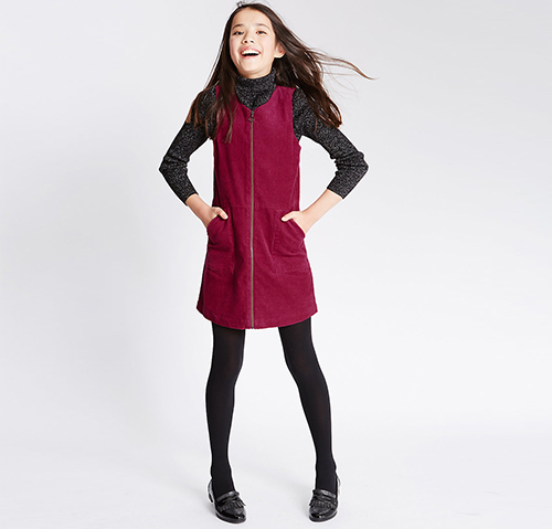 Pure Cotton A-Line Cord Shift Dress (5-14 Years)