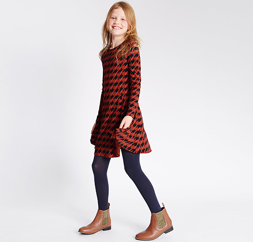 Cotton Rich Dogtooth Dress (5-14 Years)