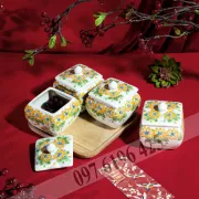 Khay mứt, hũ mứt Bát Tràng vẽ hoa
