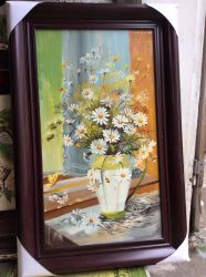 Tranh sứ vẽ tĩnh vật -hoa cúc (90cmx 60cm)