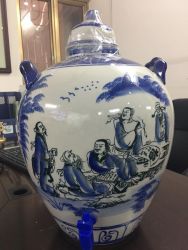 Vò rượu vẽ ngũ tiên men xanh -20L,30L,40L