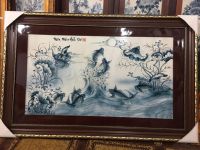 Tranh sứ vẽ lý ngư vọng nguyệt (60cmx90cm)