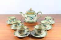 Bộ ấm trà men cổ vẽ hoa đào xanh