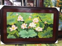 Tranh sứ vẽ đầm sen 3D kích thước 60cm  x 90 cm