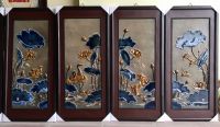 Tranh sứ vẽ phú quý trường thọ đắp nổi màu ngọc quý  kích thước 95cm x45cm hàng sứ cao cấp Bát Tràng