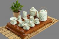 Bộ ấm tích men kem vẽ hoa đào dung tích 1.5L +Phụ kiện