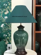 Đèn ngủ Bát Tràng men hỏa biến dáng tròn cao 65 cm