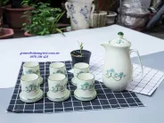 Bình nước sứ Bát Tràng họa tiết sen xanh dung tích 1.5L