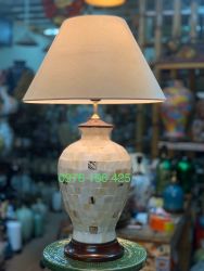 Đèn ngủ gốm sơn mài vân đá cao 56cm