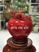 Bình hút tài lộc long quấn vẽ vàng kim 24k